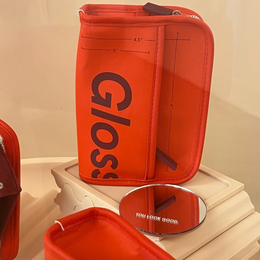 SOLD Brand new! Glossier Atlanta Red Mini Beauty Makeup Bag